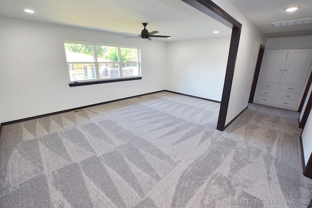 717 N Oklahoma Ave, Tahlequah, OK 74464 - carpeted spare room with recessed lighting, a ceiling fan, and baseboards