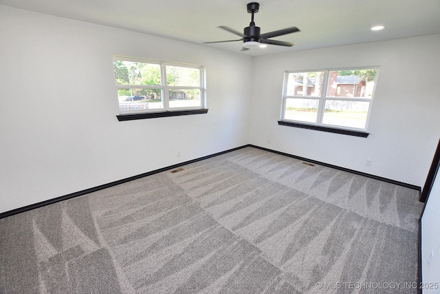 717 N Oklahoma Ave, Tahlequah, OK 74464 - carpeted empty room featuring a ceiling fan, baseboards, and recessed lighting