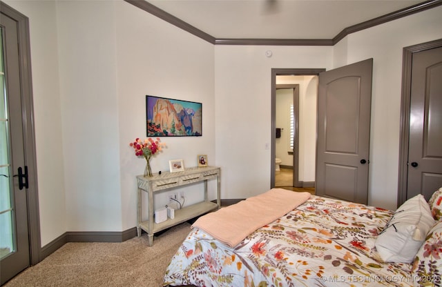 3704 River Bend Rd, Muskogee, OK 74403 - carpeted bedroom with ornamental molding and baseboards