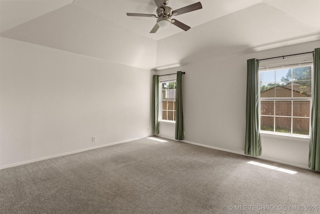 3713 S Poplar Ave, Broken Arrow, OK 74011 - carpeted spare room featuring healthy amount of natural light, ceiling fan, baseboards, and vaulted ceiling
