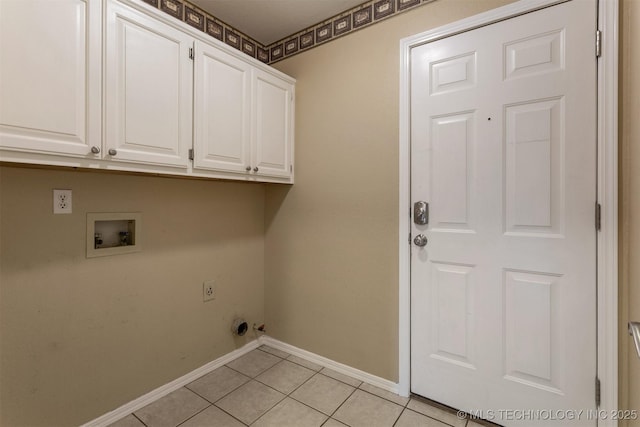 3713 S Poplar Ave, Broken Arrow, OK 74011 - laundry room with cabinet space, washer hookup, baseboards, and light tile patterned flooring