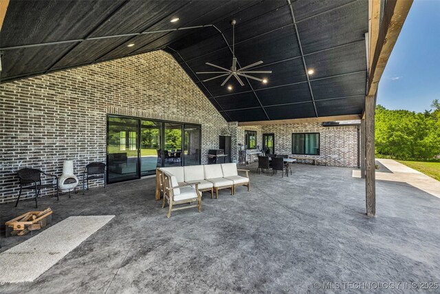 35795 E 231st St S, Porter, OK 74454 - view of patio / terrace featuring outdoor dining area and ceiling fan
