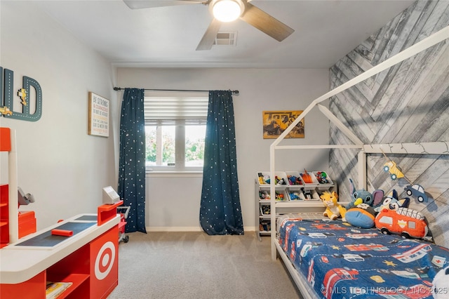 6801 N 128th Ct E, Owasso, OK 74055 - carpeted bedroom featuring ceiling fan and baseboards