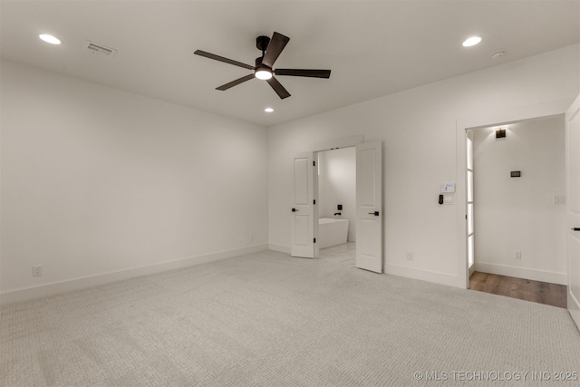 2074 E 130th St S, Jenks, OK 74037 - unfurnished bedroom featuring light carpet, recessed lighting, baseboards, and ceiling fan