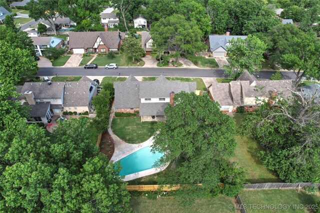 6722 S 72nd E Ave, Tulsa, OK 74133 - aerial overview of property's location featuring nearby suburban area and a pool