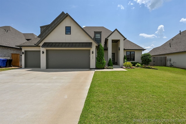 3009 W Van Buren Ct, Broken Arrow, OK 74011 - view of front facade featuring stucco siding, an attached garage, driveway, and a standing seam roof