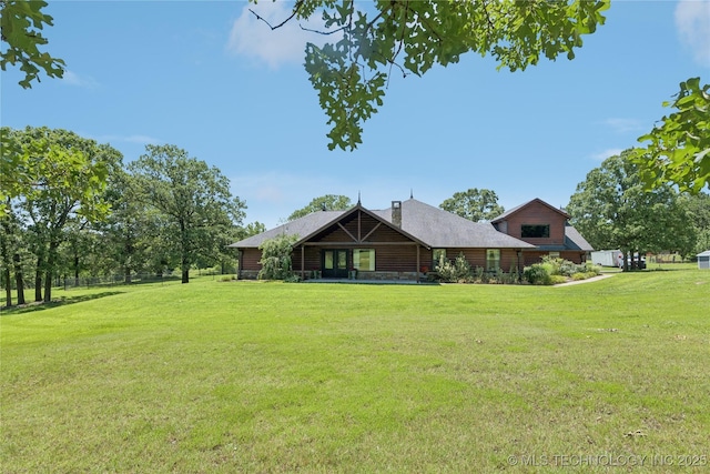 33820 W 261st St S, Bristow, OK 74010 - view of front of home featuring a front yard and log exterior