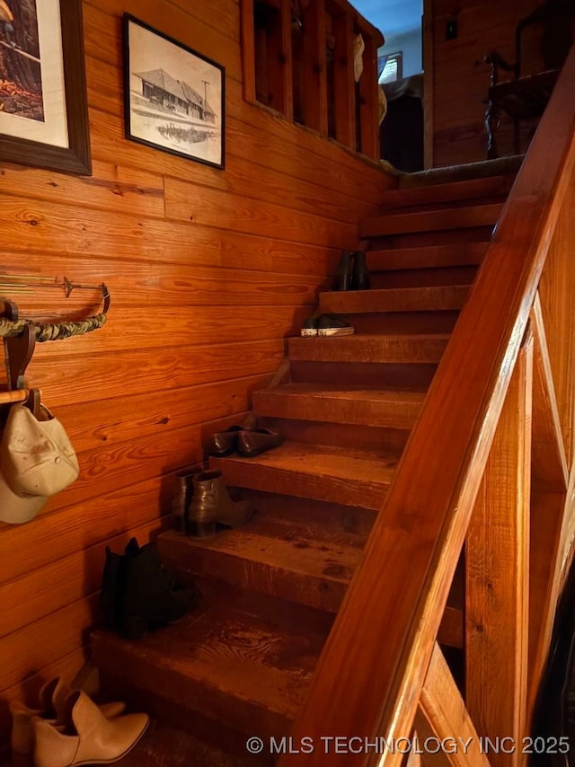 472422 E 754th Rd, Westville, OK 74965 - stairway with wood walls and a sauna