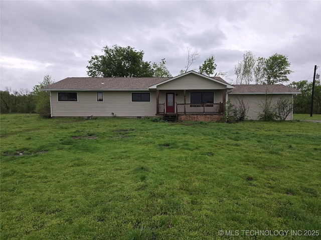 14202 E 492nd Rd, Claremore, OK 74019 - back of property featuring a lawn and covered porch