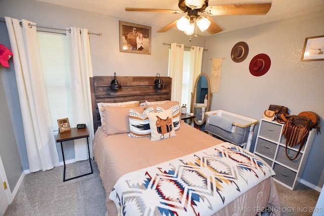 18185 Hilltop Cir, Tahlequah, OK 74464 - bedroom with carpet and a ceiling fan
