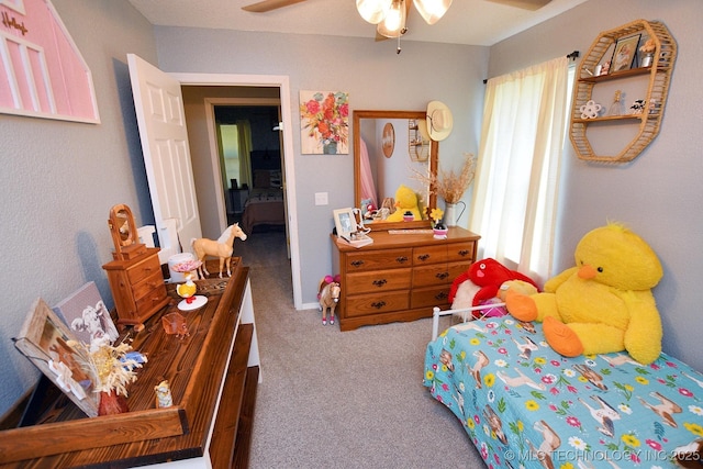 18185 Hilltop Cir, Tahlequah, OK 74464 - bedroom with carpet, multiple windows, and a ceiling fan