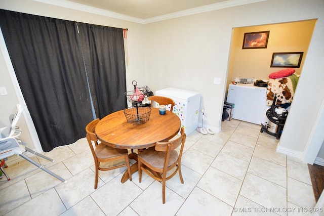 21887 Coffee Hollow Rd, Tahlequah, OK 74464 - dining space featuring ornamental molding and light tile patterned flooring