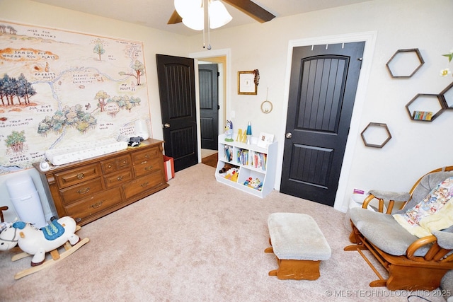 21887 Coffee Hollow Rd, Tahlequah, OK 74464 - living area with a ceiling fan and carpet flooring