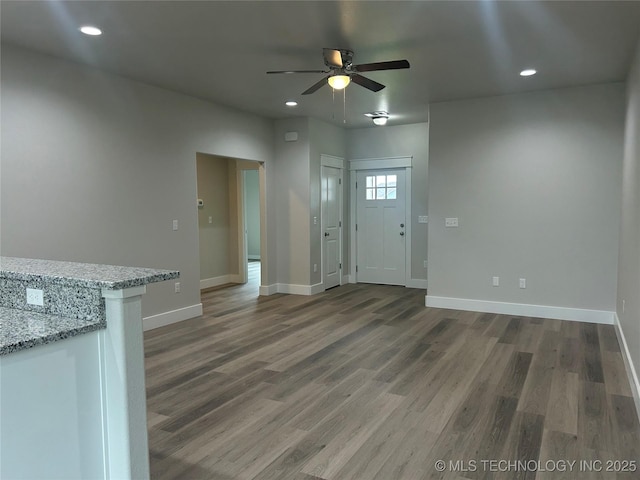 373 Worth Ave, Durant, OK 74701 - foyer entrance featuring wood finished floors, a ceiling fan, and recessed lighting