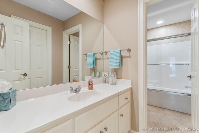 8811 E 110th St S, Bixby, OK 74133 - bathroom with vanity, bath / shower combo with glass door, and tile patterned flooring