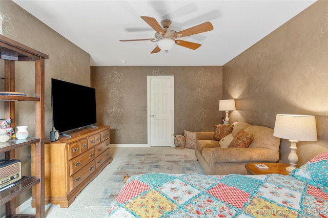 8811 E 110th St S, Bixby, OK 74133 - carpeted bedroom featuring ceiling fan and baseboards
