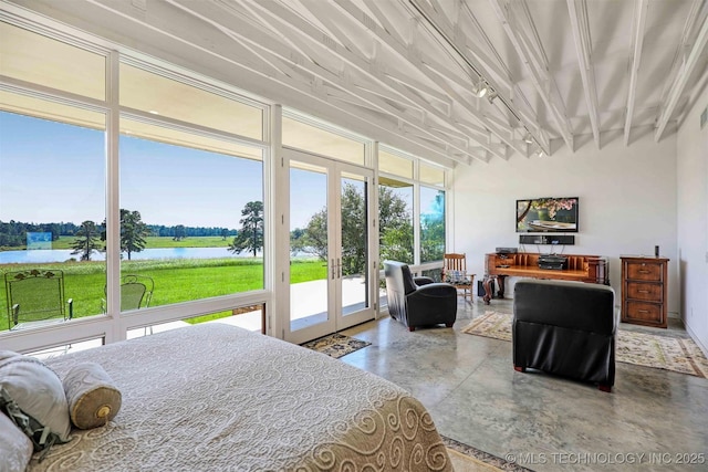 421403 E 1920th Rd, Antlers, OK 74523 - bedroom featuring french doors, access to exterior, and finished concrete flooring