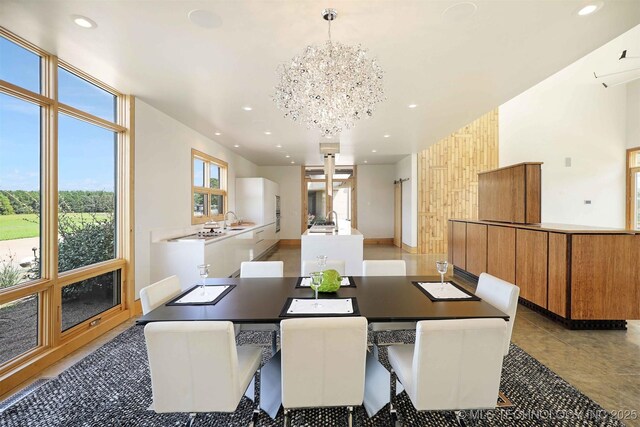 421403 E 1920th Rd, Antlers, OK 74523 - dining space featuring recessed lighting and a chandelier