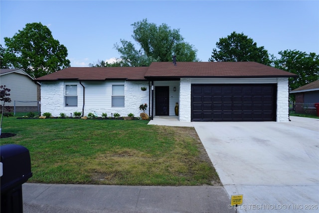 7817 N 122nd E Ave, Owasso, OK 74055 - ranch-style house featuring stone siding, an attached garage, and driveway