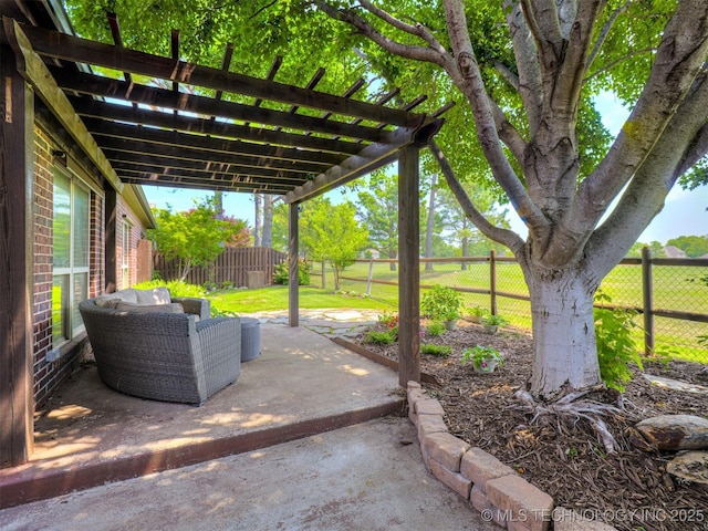 9025 N 100th E Ave, Owasso, OK 74055 - fenced backyard featuring a pergola and a patio