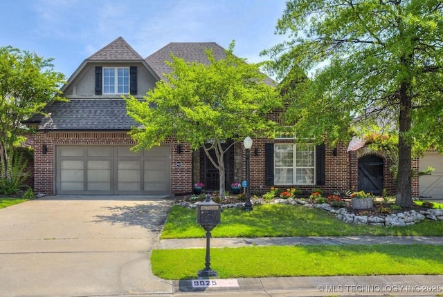 9025 N 100th E Ave, Owasso, OK 74055 - traditional-style home with brick siding, concrete driveway, and a front yard