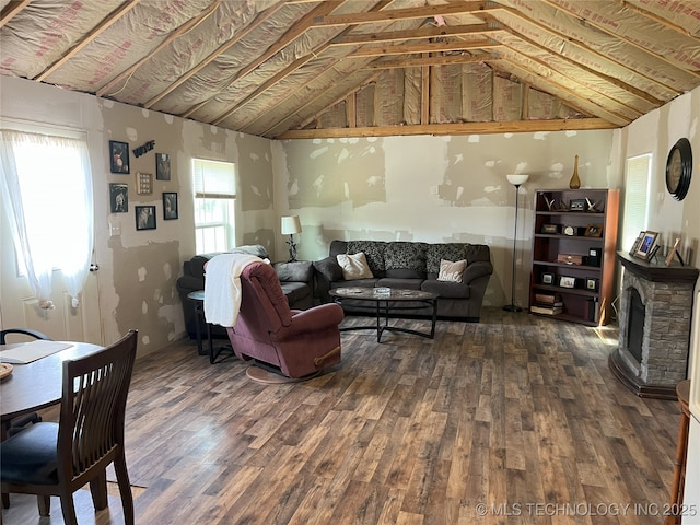 183006 N 4170th Rd, Moyers, OK 74557 - living room with wood finished floors and lofted ceiling