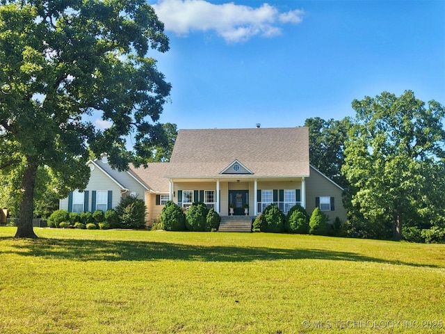 17978 W Stone Chapel Rd, Tahlequah, OK 74464 - cape cod home featuring a front yard and covered porch