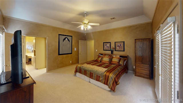 3302 Callaway Dr, Claremore, OK 74019 - carpeted bedroom with ceiling fan and a raised ceiling