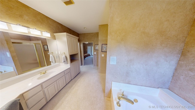 3302 Callaway Dr, Claremore, OK 74019 - full bathroom with a whirlpool tub, vanity, and an enclosed shower