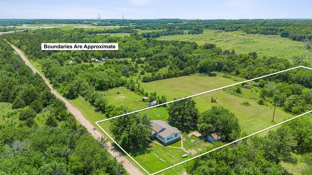 525 S 3rd Ave, Hallett, OK 74034 - aerial view of sparsely populated area with property parcel outlined