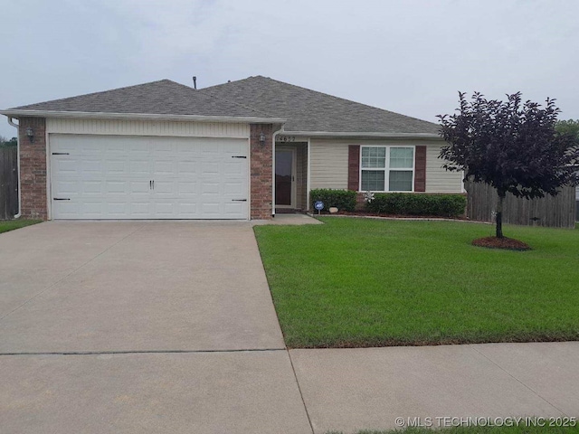 14652 S 276th E Ave, Coweta, OK 74429 - ranch-style home with brick siding, driveway, a front yard, and an attached garage