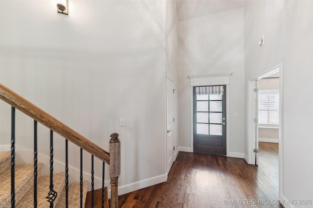 113 E 128th St S, Jenks, OK 74037 - entryway featuring wood finished floors, a towering ceiling, and stairs