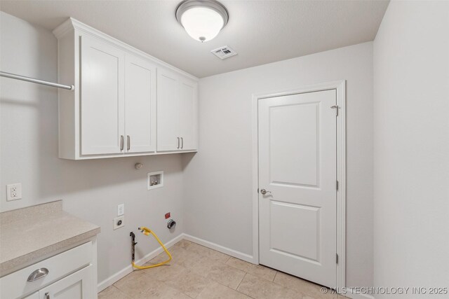 113 E 128th St S, Jenks, OK 74037 - washroom featuring gas dryer hookup, cabinet space, hookup for an electric dryer, and washer hookup