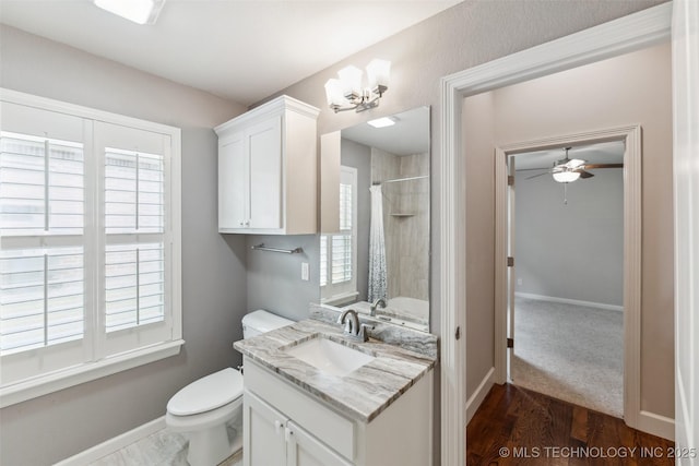 113 E 128th St S, Jenks, OK 74037 - bathroom featuring plenty of natural light, vanity, a shower with curtain, and ceiling fan