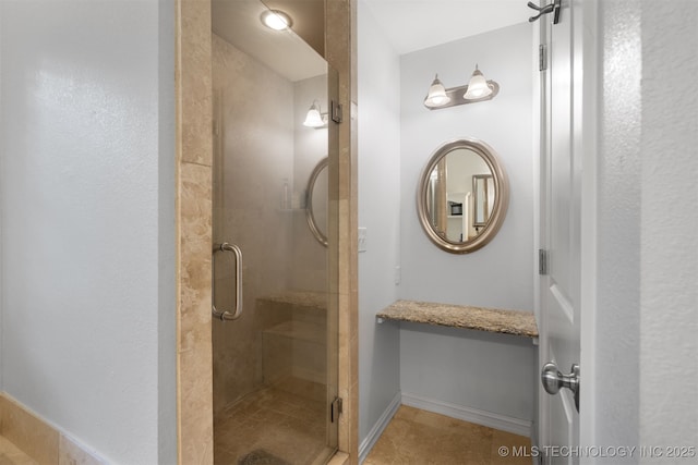 209 Shell Ln, Durant, OK 74701 - bathroom with a stall shower and tile patterned floors