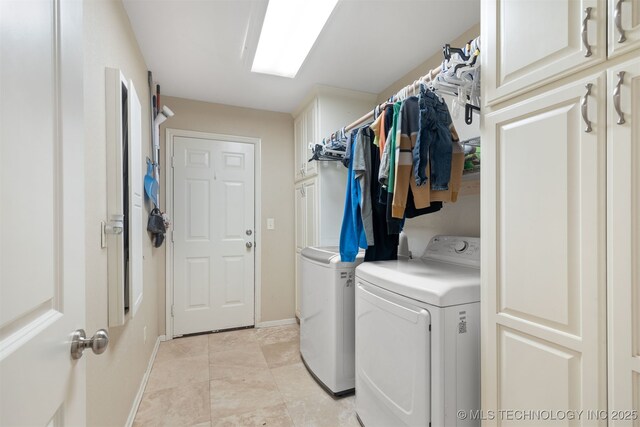 209 Shell Ln, Durant, OK 74701 - washroom with washing machine and clothes dryer and cabinet space