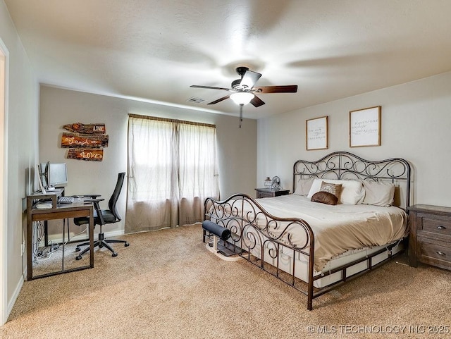 23997 County Road 1475th Loop, Ada, OK 74820 - carpeted bedroom with an office area and a ceiling fan