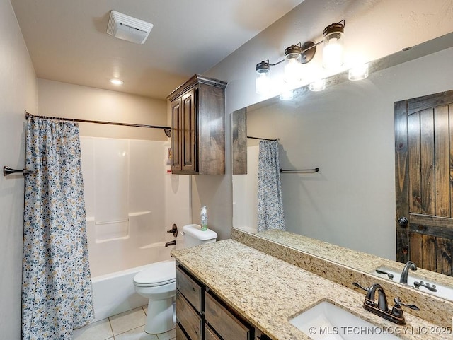 23997 County Road 1475th Loop, Ada, OK 74820 - bathroom featuring tile patterned flooring, vanity, and shower / bathtub combination with curtain