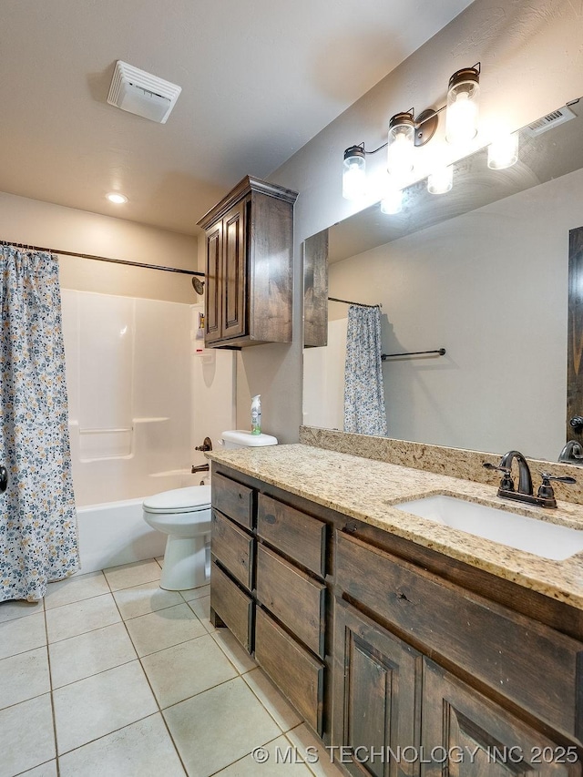 23997 County Road 1475th Loop, Ada, OK 74820 - bathroom with vanity, tile patterned flooring, and shower / bathtub combination with curtain