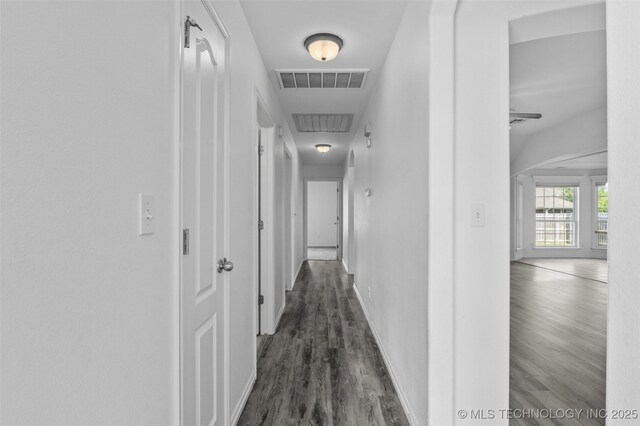 13124 N 133rd E Ave, Collinsville, OK 74021 - corridor with dark wood finished floors and attic access