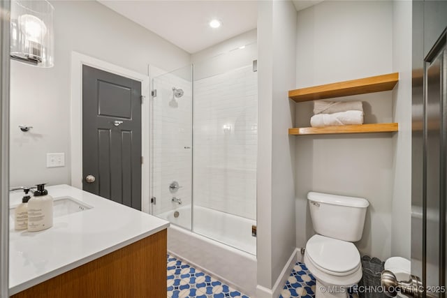 1617 S St Louis Ave, Tulsa, OK 74120 - full bath featuring bathtub / shower combination, vanity, tile patterned floors, and recessed lighting