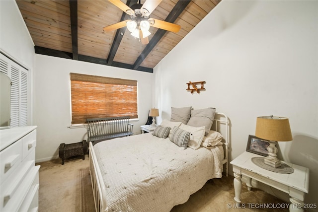 2536 E 57th St, Tulsa, OK 74105 - bedroom with wooden ceiling, carpet flooring, and a ceiling fan