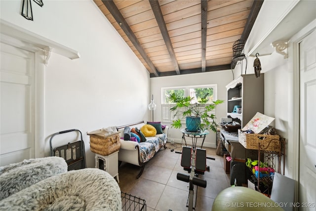 2536 E 57th St, Tulsa, OK 74105 - tiled living room featuring wooden ceiling