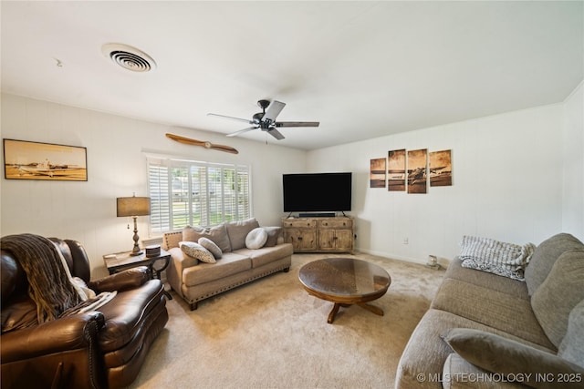 2536 E 57th St, Tulsa, OK 74105 - living room with carpet and a ceiling fan