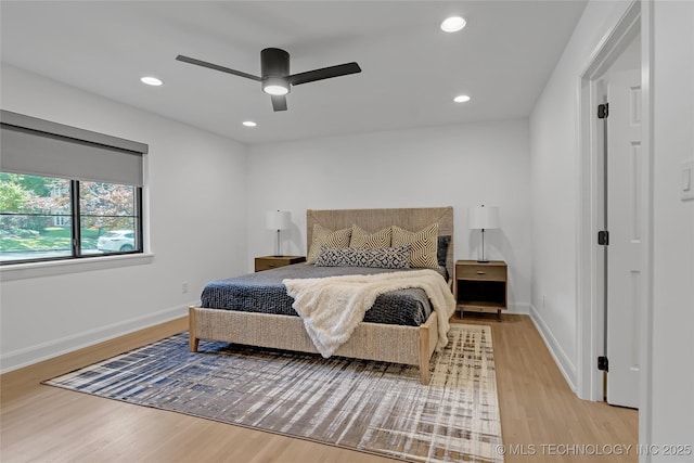 2227 E 26th Pl, Tulsa, OK 74114 - bedroom with light wood-style floors, recessed lighting, and a ceiling fan
