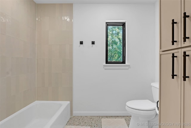 2227 E 26th Pl, Tulsa, OK 74114 - bathroom with speckled floor and bathtub / shower combination