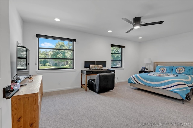 2227 E 26th Pl, Tulsa, OK 74114 - carpeted bedroom with recessed lighting and ceiling fan
