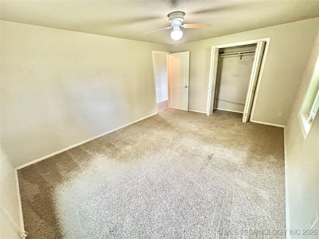 106 E Elk Rd, Whitefield, OK 74472 - unfurnished bedroom with a closet, carpet floors, and ceiling fan