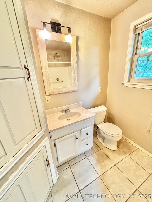 106 E Elk Rd, Whitefield, OK 74472 - full bathroom with vanity, a shower, and tile patterned floors