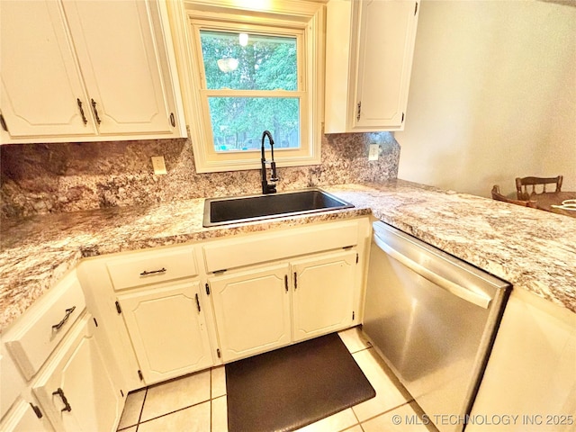 106 E Elk Rd, Whitefield, OK 74472 - kitchen with dishwasher, light tile patterned floors, decorative backsplash, and light countertops